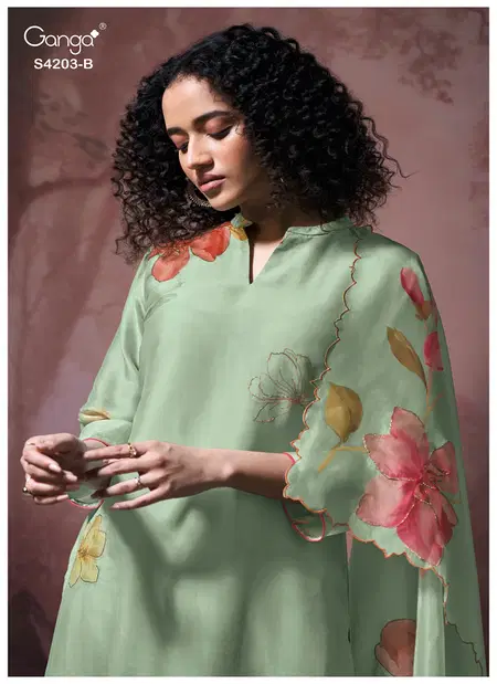Ekthara 4203 By Ganga Pure Bemberg Silk Satin Printed Salwar Kameez